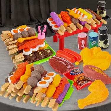 Kids Barbecue Food Set Kitchen Pretend Play Cooking Toys Girl Early Education Outdoor BBQ Parents-Child Interactive Toy 3