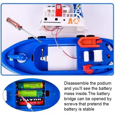 Electric Marine Rescue Boat Toy Fire-fighting Boat Bathing Speedboat Toy with Sound Light Up Toys for Kids Spray Water Swim Pool 4