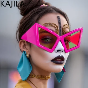 Oversized Cat Eye Sunglasses Women Big Frame 2025 Luxury Brand Shield Punk Sun Glasses For Ladies Windproof Eyewear Shades UV400 2