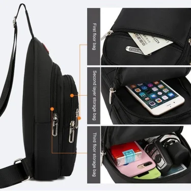 Unisex Canvas Leisure Sports Small Backpack Oxford Cloth One-shoulder Messenger Bag Chest Bag 4