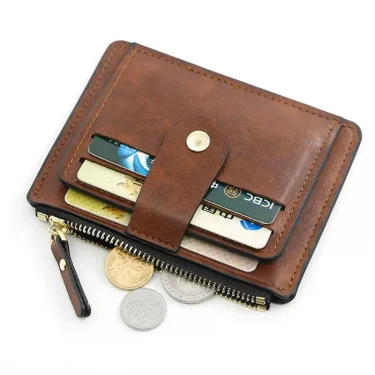 Luxury Small Men's Credit ID Card Holder Wallet Male Slim Leather Wallet with Coin Pocket Brand Designer Purse for Men Women 1
