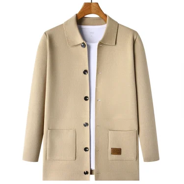 Autumn and Winter New Men's Long-Sleeved Sweater Youth Popularity Cardigan Men's Knitwear Sweater Lapel Youth Thin Coat 4