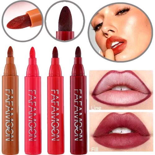 Matte Marker Lipstick Lip Dye Pen Lipliner Cosmetic Hydrating Waterproof Long Lasting Lipstick Lip Liner Contour Pen Makeup Tool