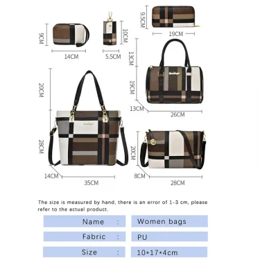Cross-body Bag Elegant Fashion Shoulder Women's Bag Vintage Large Capacity Crocodile Pattern Mother Bag Six-piece Set 6