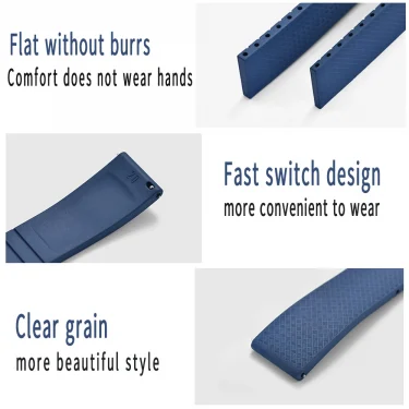 New Design CTS Fluororubber Watch Strap 18mm 19mm 20mm 22mm Quick Release Butterfly Buckle Watch Bands FKM Strap For Cut To Size 3