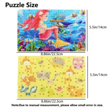60pcs Jigsaw Cartoon Puzzle With Metal Box, Children's Early Education Animal Vehicle Puzzle, Parent-Child Interaction Game 5