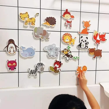Baby Toy Animal Bath Toys for Kids Soft EVA Paste Bathroom Toys Animal Cognitive Floating Water Toys for Boys Girls 2 to 4 Years 1