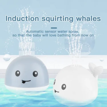 Baby Bath Toys With Light Whale Automatic Sprinkler Bathtub Pool Bathroom Shower Bath Toy for Toddlers Infant Kids Boy Girl Gift 2