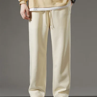 Spring Autumn Men Sweatpants Korean Fashion Sportswear Drawstring Wide Leg Straight Track Pants Cotton Casual Loose Trousers 1