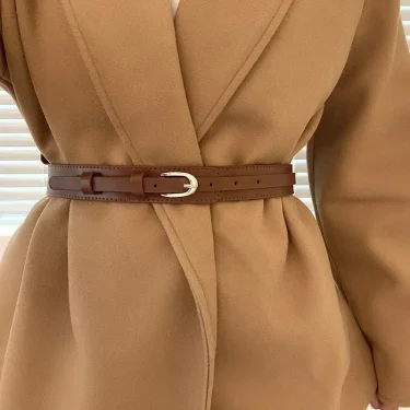 New Korean Creative Belts for Woman Winter Coat Waist Belts Solid Color PU Decorative Belts Woman Wind Coat Accessories 1