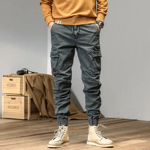 Joggers Cargo Pants Mens Casual Y2k Multi-Pocket Male Trousers Sweatpants Streetwear Techwear Military Green Track Pants 2