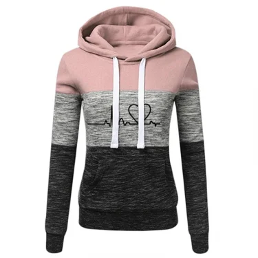 Autumn Winter Warm Women's Fleece Long Sleeve Hoodie Fashion Slim Fit Sweatshirt Ladies Casual Color Matching Outdoors Pullover 2