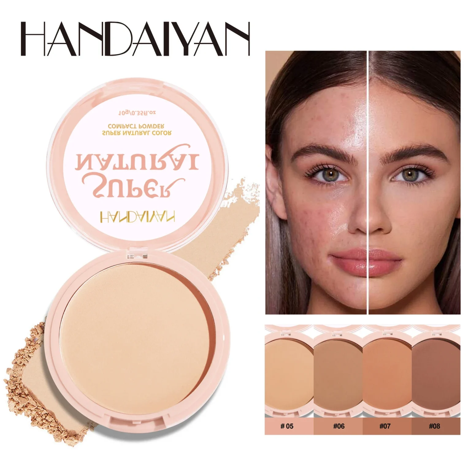 8 Color Matte Face Pressed Powder 24 Hours Oil Control Natural Setting Powder Foundation Full Coverage Waterproof Lasting Makeup 5