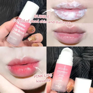 Exfoliating Bubble Moisten Lip Scrub Cream Exfoliating Lip Mask GECOMO Plant Lip Care Scrub for Tender Lips 1