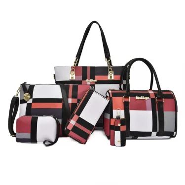 Cross-body Bag Elegant Fashion Shoulder Women's Bag Vintage Large Capacity Crocodile Pattern Mother Bag Six-piece Set 1