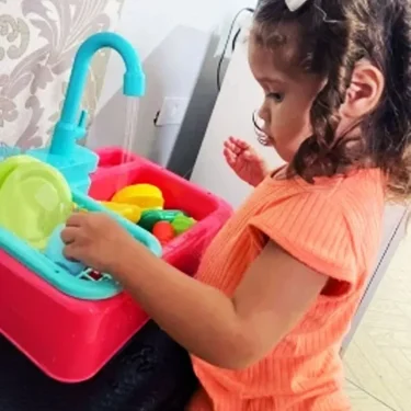 Kitchen Toy Plastic Dish Wash Sink Set Children Simulation Pretend Role Play Housework Kit Early Educational Toys for Children 2