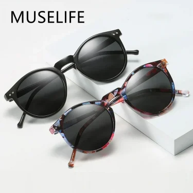 MUSELIFE Retro Polarized Sunglasses Men Women Vintage Small Round Frame Sun Glasses Polaroid Lens UV400 Goggles Shades Eyewear 1
