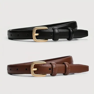 Simple Pin Buckle Skinny Belts Solid Color PU Waistband Adjustable Thin Belt Jeans Pants Belt For Women 3