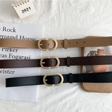100cm Female Fashion Belt Simple Metal Buckle Belt for Women Black Suit Jeans Clothing Accessories 4