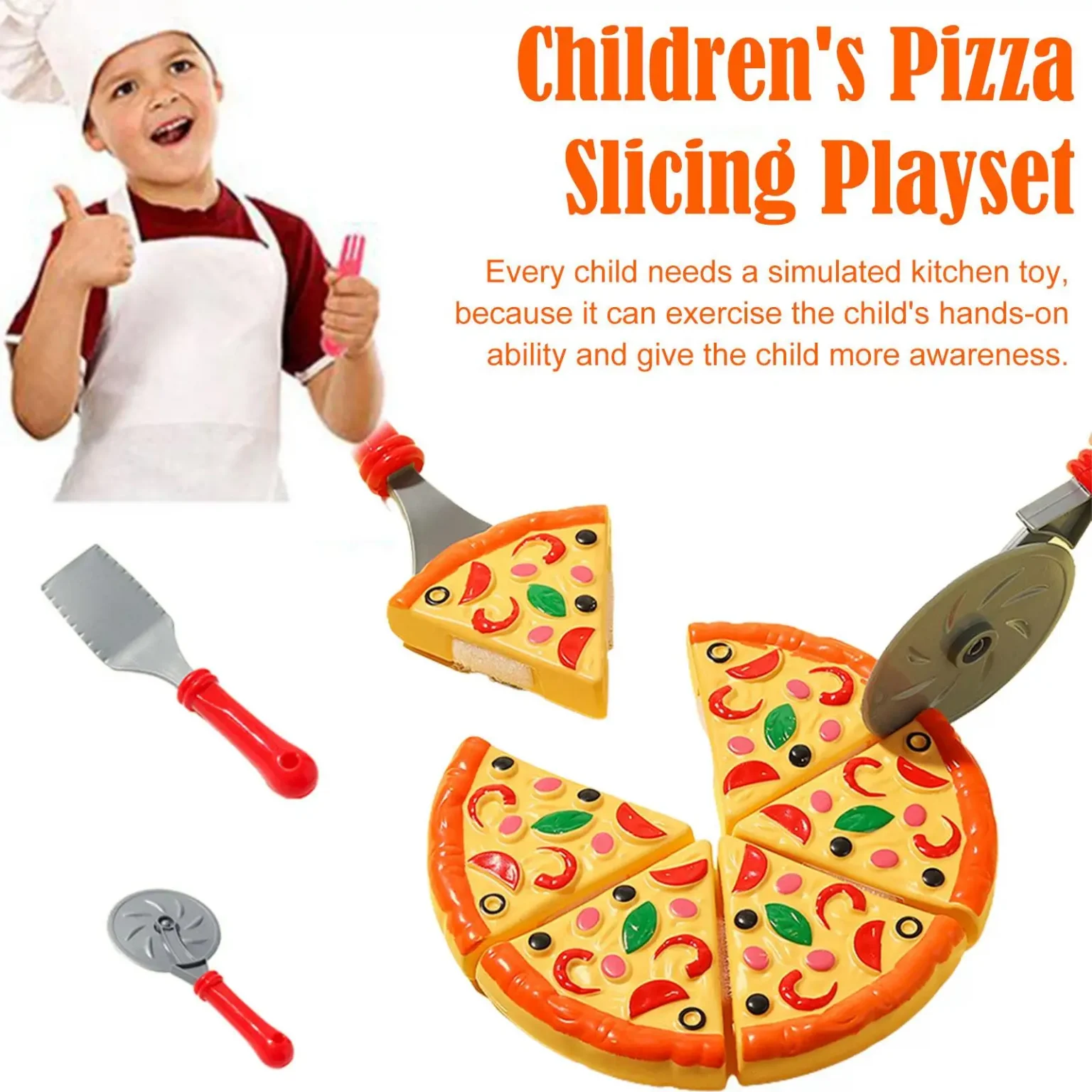 Kids Pizza Cutting Toy Simulation Plastic Pizza Dinette Child Toy Kitchen Pretend Play Food Cooking Kitchen Toys for Girls Kids 4