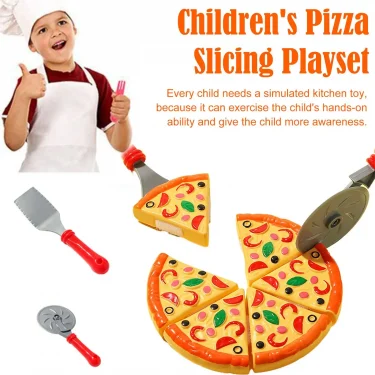Kids Pizza Cutting Toy Simulation Plastic Pizza Dinette Child Toy Kitchen Pretend Play Food Cooking Kitchen Toys for Girls Kids 4