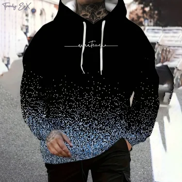 Hooded Sweatshirt Man Fashion Gradient Paris Print Polyester Casual Top Pullover with Slight Stretch Fall Winter Clothes for Men 5