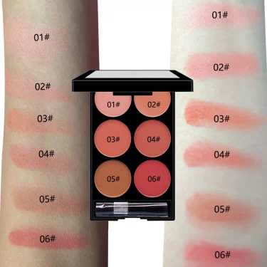 6-color blush and contouring all-in-one palette, pearlescent matte powder makeup palette 2