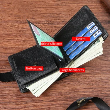 High Capacity Men's Hasp Leather Wallet Multiple Card Slots ID Credit Card Holder Coin Vintage Wallet Fashion Business Wallet 4