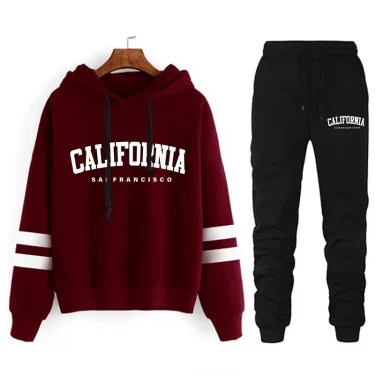 California Womens Tracksuit Casual Stripe Versatile Hooded Sweatshirt or Pants or Suit Simplicity Hot Sales Street Outfits S-3XL 6