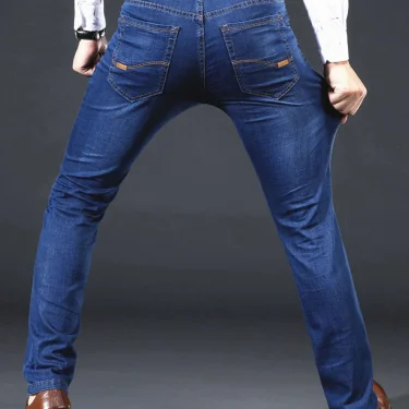 New Men Light Luxury Stretch Slim Fit Pants Comfortable Soft Business Fashion Straight Casual Denim Trousers Male Brand Clothing 4