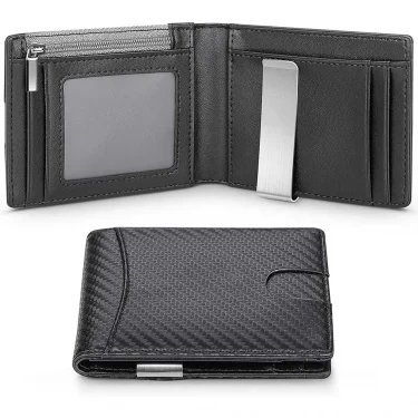 Carbon Fiber Rfid Men Wallets Money Bag Slim Thin Card Man Wallet Luxury Male Small Short Purse Bi-fold Vallet Billfold 2