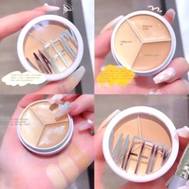 3-Color Concealer Palette Professionally Covers Dark Circles Around Eyes and Face