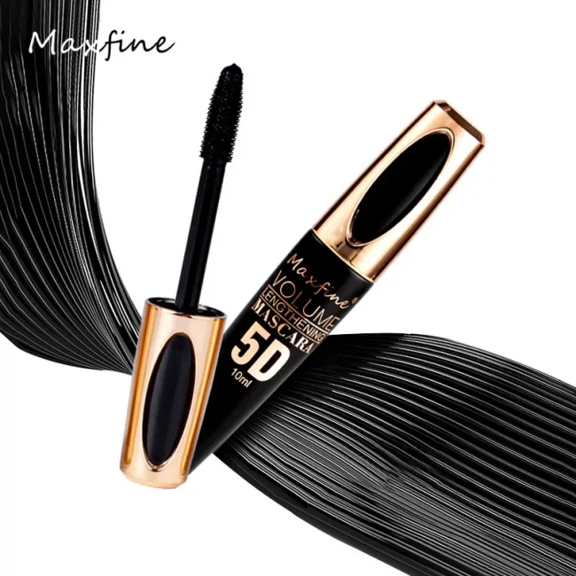 MAXFINE 5D Silk Fiber Eyelash Mascara, the Black Amount and Length of Mascara Are Strong and Lasting, Waterproof and Non-caking 5