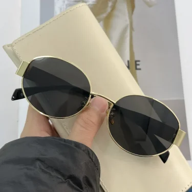 New Oval Frame Sun Protection Sunglasses Retro Travel Wear Simple UV Resistant Glasses Small Frame Eyeglasses 1