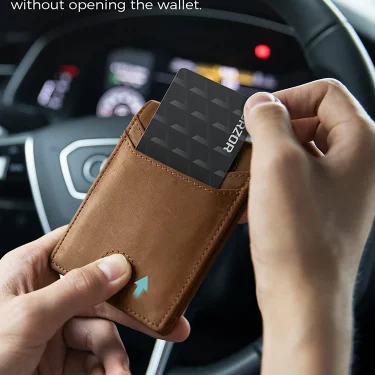 Retro Crazy Horse Leather Dollar Clip Simple RFID Men's Wallet with Air Tag Cover 2