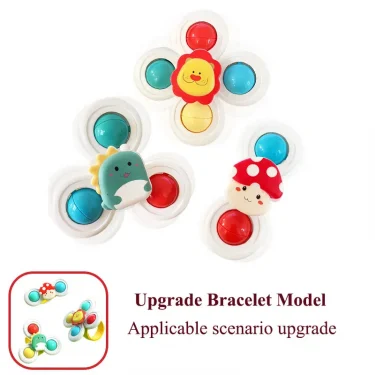 3PC Set Suction Cup Spinning Cartoon Animal Spinner Toys For Kids Window High Chair Tray Bath Table Travel for Children Gift 1
