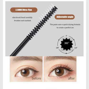 Silk Fiber Matte Mascara Makeup Ultra-Fine Brush Lengthens Eyelashes Waterproof Fast Dry Brown Black Curling Mascara Comestic 4