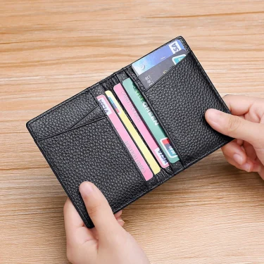 YUECIMIE Super Slim Soft Wallet Genuine Leather Mini Credit Card Holder Wallets Purse Thin Small Card Holders Men Wallet 3