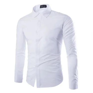 Mens Casual Shirts Single Breasted Mens Slim Fit Dress Long Sleeve Shirts Soild Male Social Shirts Designer Chemise Homme 5