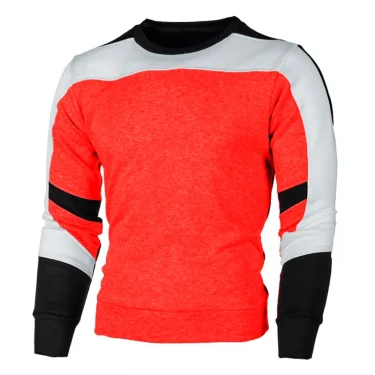 New Men's Casual Crewneck Sweatshirt Color Block Autum Spring Pullover Sweatshirts 3