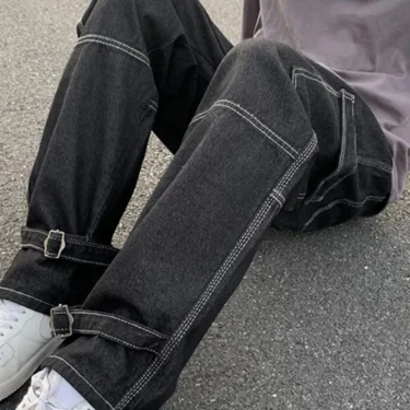 Men Wide Leg Jeans Hip Hop Casual Men's Straight Baggy Denim Pants Streetwear Skateboard Pant Neutral Trousers Plus Size S-5XL 3