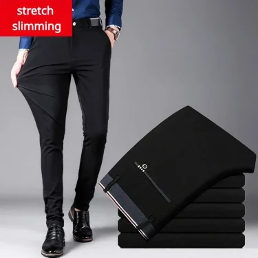 Men's Elastic Straight Suit Pants for Business Casual and Formal Wear in Spring and Autumn Men's Dress Pants Plus Size 28-40 5