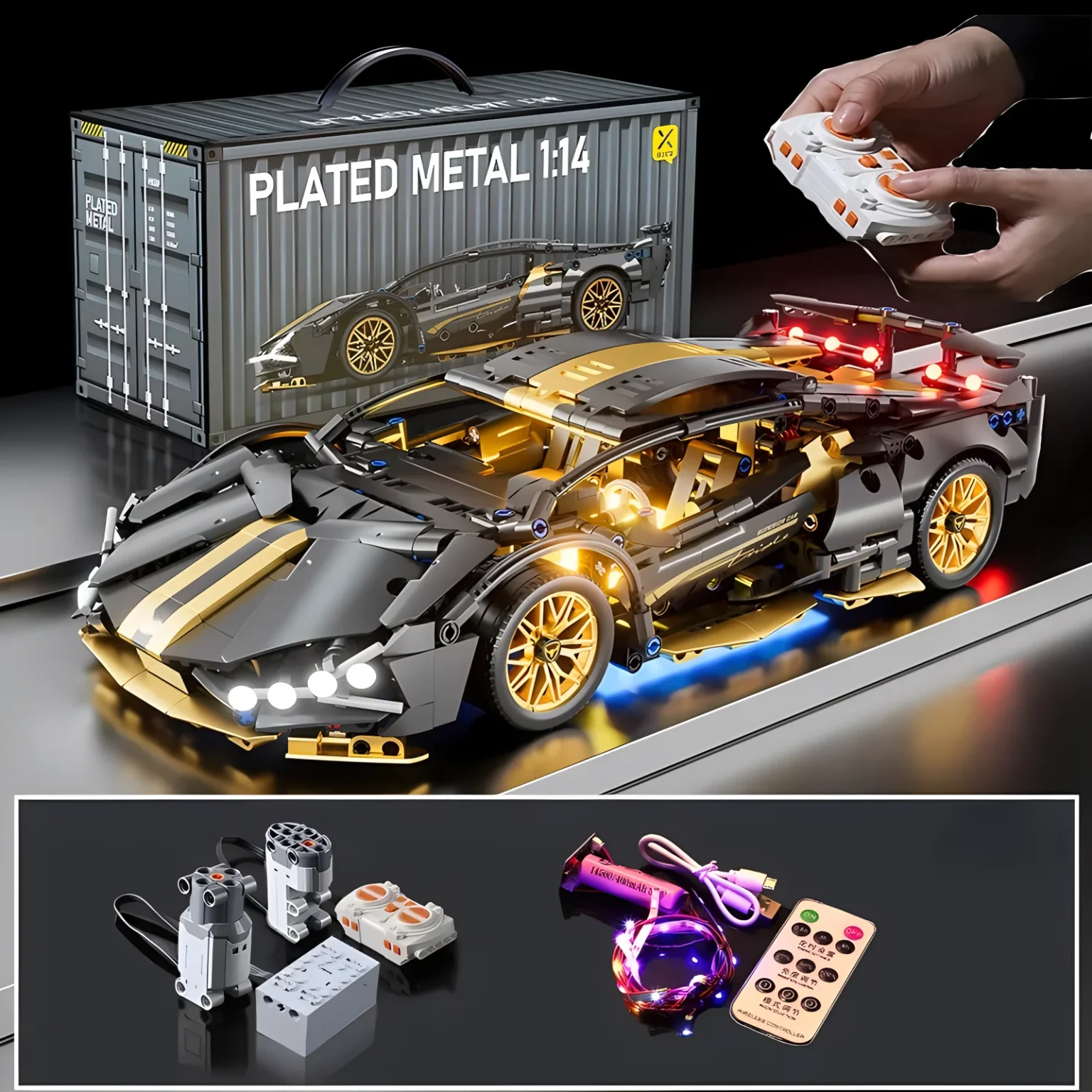 Technical Racing Sport Car Model Building Blocks technic adults 1:14 DIY Supercar Brick Puzzle Toys Kid Adult Gift（1280+granule） 1