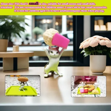 Kids Mini Kitchen Toy Pretends Play Simulated Food Hamburger Cookie Miniature Accessories for Children Girl Educational Gift 2