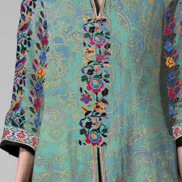 Vintage Mandarin Shirts Three Quarter Floral Print Women's Plus Size Shirt Split Notched Collar Retro Casual Long Shirt Blouse 2