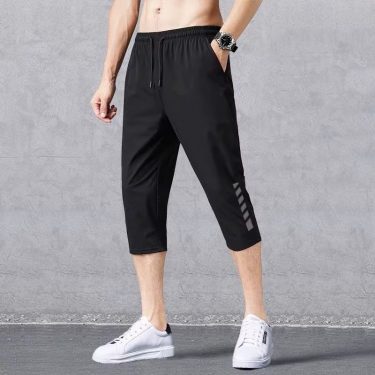 Summer Men's Shorts Breathable Stretched Nylon Ice Silk 3/4 Short Capris Pants Sports Breeches Plus Size Casual Shorts Male