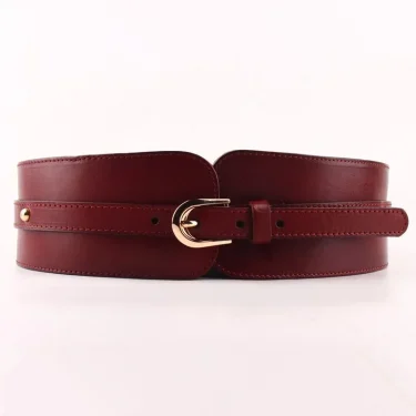 Women\'s vintage first layer cowhide leather high quality belt with skirt coat elastic belt 2
