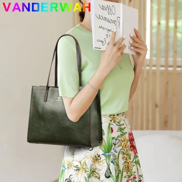 Vintage Large Capatity Tote Shoulder Bags Fashion Top-Handle Bags High Quality Pu Leather Bags Casual Letter Design Handbag 3