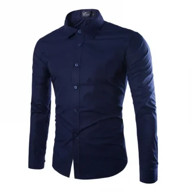 Casual Summer Shirt Men Solid Long Sleeved Shirts Business Slim Fit Male Black White Social Shirts Camisa Masculina Tops 1