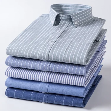 100% Cotton Oxford Men Striped Plaid Shirts Male Business Casual High Quality Long sleeve Shirt for Men Button Shirt S-6XL 7XL 2